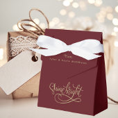 モダン金ゴールドスクリプシンプルトエレガントワインレッド フェイバーボックス