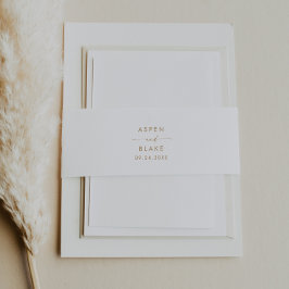 モダン金ゴールドスクリプトのスタイル付き名結婚の 招待状ベリーバンド