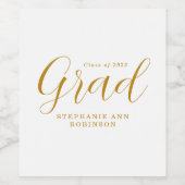 モダン金ゴールドスクリプトの卒業 ワインラベル (シングルラベル)