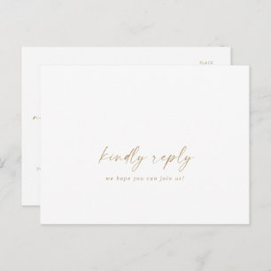 モダン金ゴールドスクリプトの曲要求RSVPポストカード インビテーションポストカード