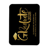 モダン金ゴールドスクリプトの最小卒業式 マグネット (縦)