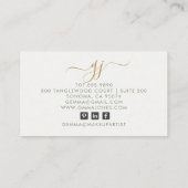 モダン金ゴールドスクリプトイニシャルメイクアップアーティスト 名刺 (裏面)