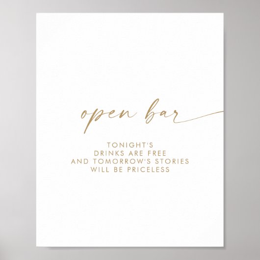 モダン金ゴールドスクリプトオープンバー記号 ポスター (正面)