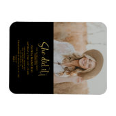 モダン金ゴールドスクリプトグラッドパーティーフォト招待状Ma マグネット (横)