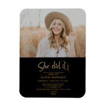 モダン金ゴールドスクリプトグラッドパーティーフォト招待状Ma