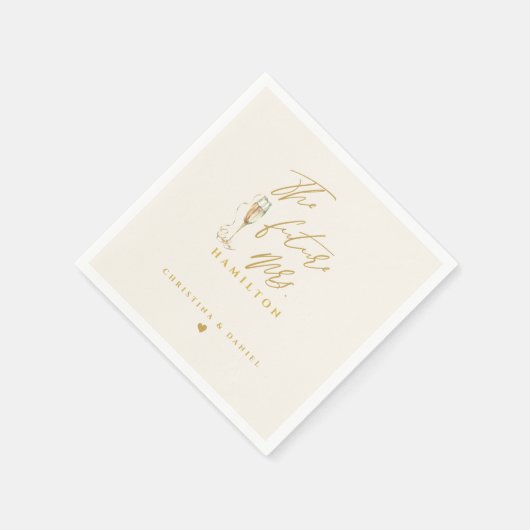 モダン金ゴールドスクリプトタイポグラフィ結婚の スタンダードカクテルナプキン (角)