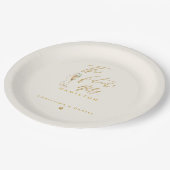 モダン金ゴールドスクリプトタイポグラフィ結婚の ペーパープレート (アングル)