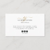 モダン金ゴールドスクリプトモノグラムの黒名 名刺 (裏面)