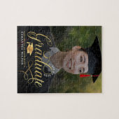 モダン金ゴールドスクリプト写真の卒業発表 ジグソーパズル (横)