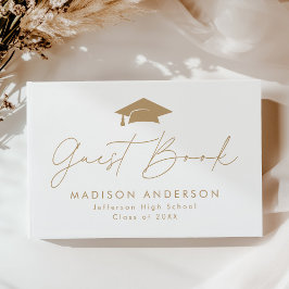 モダン金ゴールドスクリプト写真の卒業 ゲストブック
