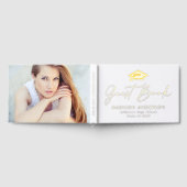 モダン金ゴールドスクリプト写真の卒業 ゲストブック (全面)