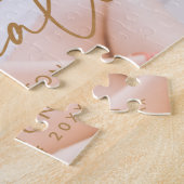 モダン金ゴールドスクリプト写真の卒業 ジグソーパズル (側面)