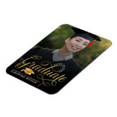 モダン金ゴールドスクリプト写真の卒業 マグネット (左側)