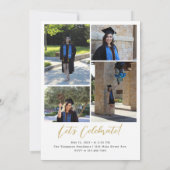 モダン金ゴールドスクリプト写真アーチ&コラージュ卒業 招待状 (裏面)