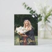 モダン金ゴールドスクリプト写真卒業ありがとう ポストカード (スタンド正面)