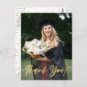 モダン金ゴールドスクリプト写真卒業ありがとう ポストカード (正面/裏面)