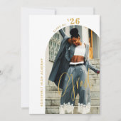 モダン金ゴールドスクリプト写真2024グラミニマルッドパーティー 招待状 (正面)