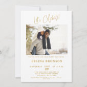 モダン金ゴールドスクリプト写真2024グラミニマルッドパーティー 招待状 (裏面)