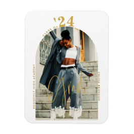 モダン金ゴールドスクリプト写真2024ミニマル卒業 マグネット