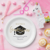 モダン金ゴールドスクリプト卒業パーティー歓迎サイン ペーパープレート (パーティー)