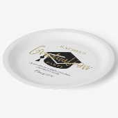 モダン金ゴールドスクリプト卒業パーティー歓迎サイン ペーパープレート (アングル)