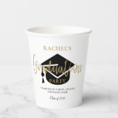 モダン金ゴールドスクリプト卒業パーティー歓迎サイン 紙コップ (正面)