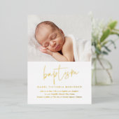 モダン金ゴールドスクリプト宗教洗礼と《キリスト教》洗礼式や命名式 箔招待状 (立ち正面)