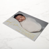 モダン金ゴールドスクリプト宗教洗礼と《キリスト教》洗礼式や命名式 箔招待状 (回転した状態)