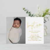 モダン金ゴールドスクリプト宗教洗礼と《キリスト教》洗礼式や命名式 箔招待状 (立ち正面)