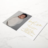 モダン金ゴールドスクリプト宗教洗礼と《キリスト教》洗礼式や命名式 箔招待状 (回転した状態)