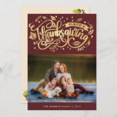 モダン金ゴールドスクリプト感謝フォトカード シーズンカード (正面/裏面)