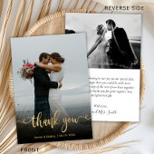 モダン金ゴールドスクリプト手結婚入力の写真 サンキューカード