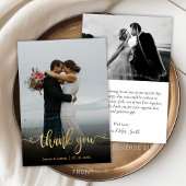 モダン金ゴールドスクリプト手結婚入力の写真 サンキューカード