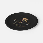 モダン金ゴールドスクリプト最小化卒業ブラック ペーパープレート (アングル)