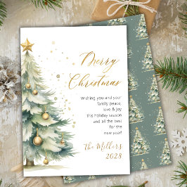 モダン金ゴールドスクリプト水の色クリスマスツリー シーズンカード