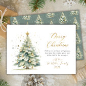 モダン金ゴールドスクリプト水の色クリスマスツリー シーズンカード