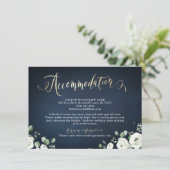 モダン金ゴールドスクリプト海軍ホワイトフローラ宿泊施設 エンクロージャーカード (スタンド正面)