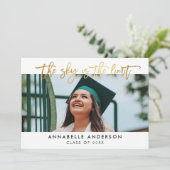 モダン金ゴールドスクリプト空が卒業の限界 招待状 (スタンド正面)