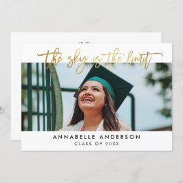 モダン金ゴールドスクリプト空が卒業の限界 招待状