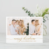 モダン金ゴールドスクリプト2フォトコラージクリスマス シーズンカード (スタンド正面)