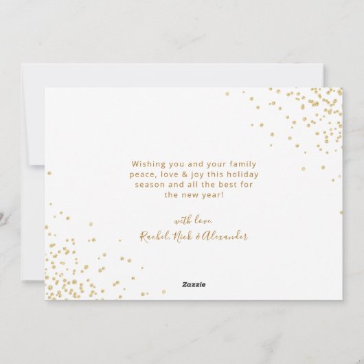 モダン金ゴールドスクリプト2フォトコラージクリスマス シーズンカード (裏面)