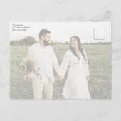 モダン金ゴールドスクリプト2写真結婚の感謝 ポストカード (裏面)