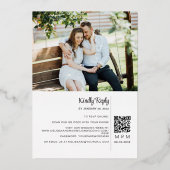 モダン金ゴールドスクリプト2写真QRコードオンラインRSVP 箔招待状 (裏面)