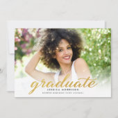 モダン金ゴールドスクリプト2023卒業のお知らせ 招待状 (正面)