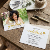 モダン金ゴールドスクリプト2023卒業のお知らせ 招待状