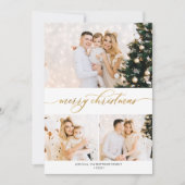 モダン金ゴールドスクリプト3フォトコラージクリスマスカード シーズンカード (正面)