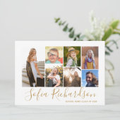 モダン金ゴールドスクリプト7写真ミニマル卒業式 招待状 (スタンド正面)