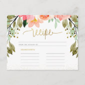 モダン金ゴールドスクリプト&フラワーブライダルシャワーレシピ (正面)