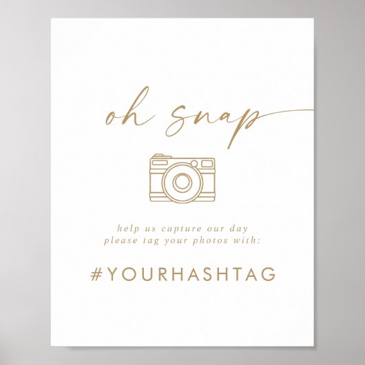モダン金ゴールドスクリプトOh Snap結婚のハッシュタグ記号 ポスター (正面)
