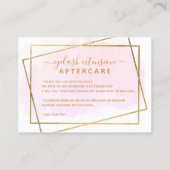 モダン金ゴールドスクリプトpinkまつ毛アフターケア 名刺 (裏面)